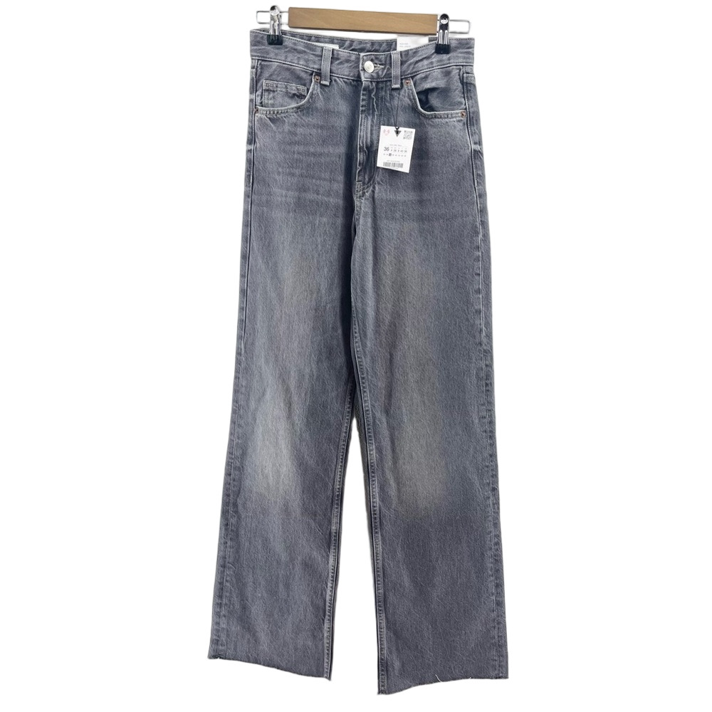 NWT Zara Wide Leg High-Rise Faded Gray Denim Jeans Size 4